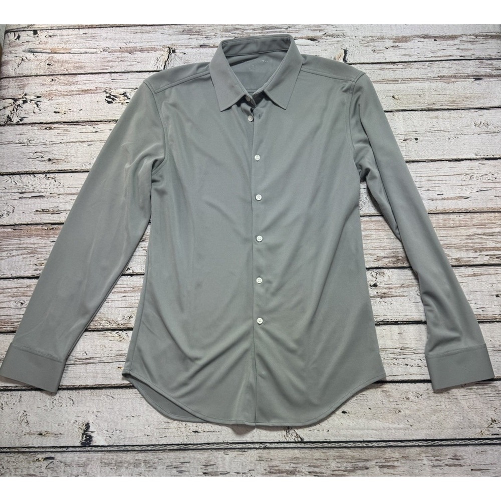 Ministry of Supply Mens Medium Slim Apollo Performance Dress Shirt Collared Gray